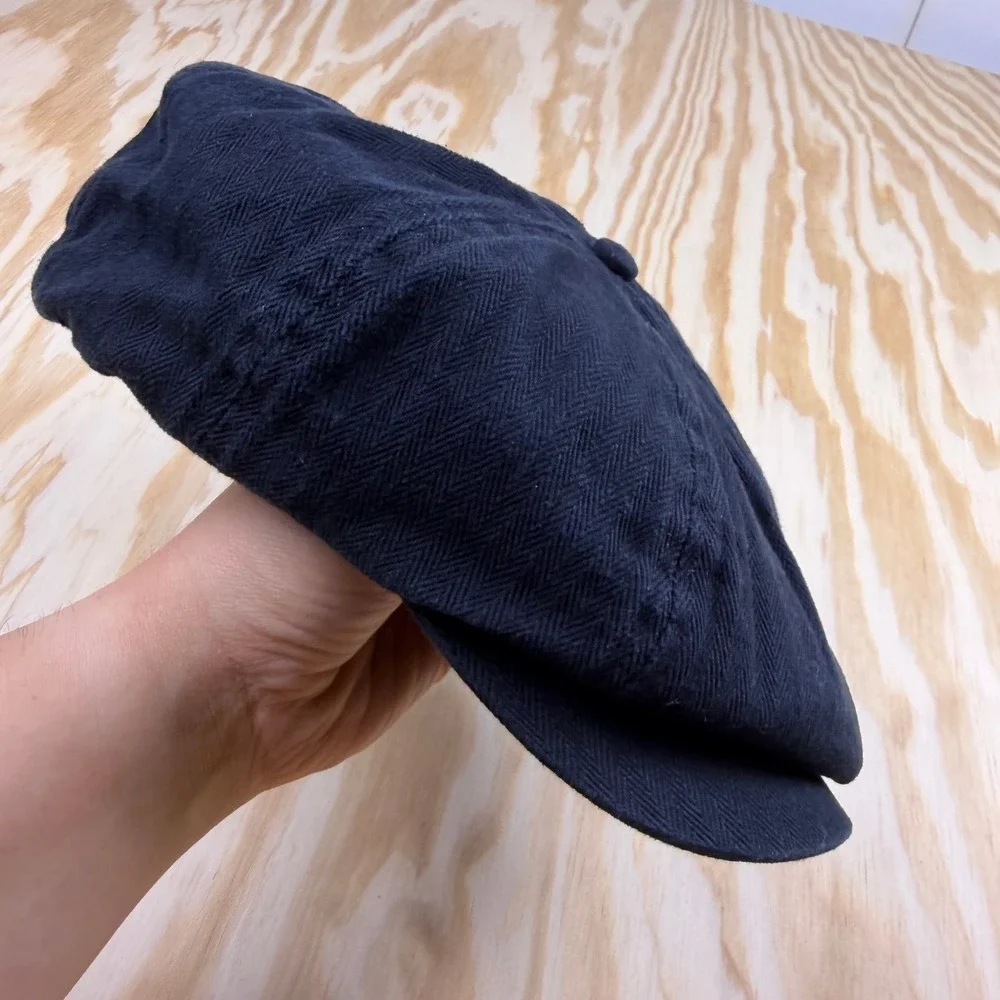 Dropkick Murphys Mens Black Herringbone Newsboy Cap Quilted Flat Hat Shamrock